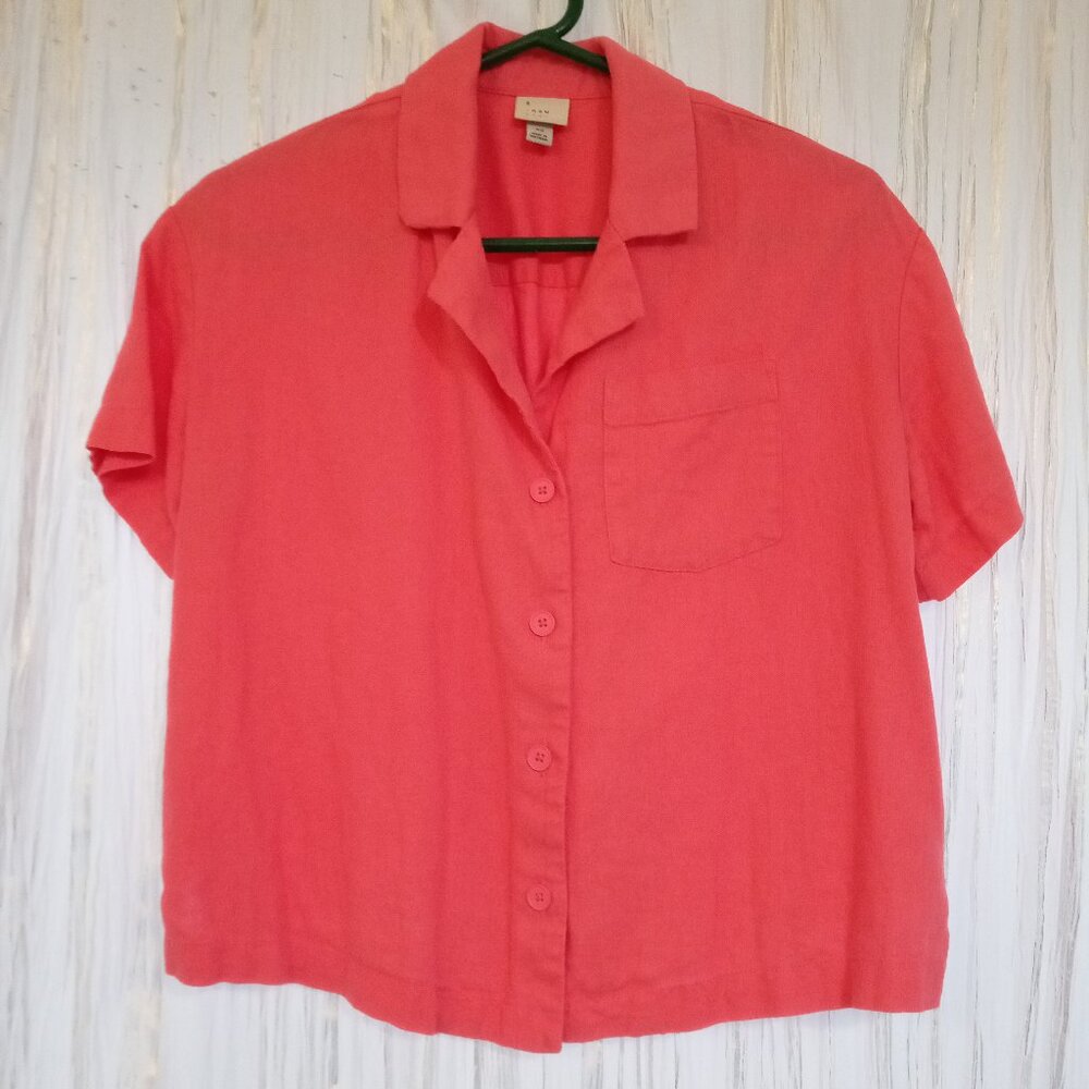 Coral Linen Blouse